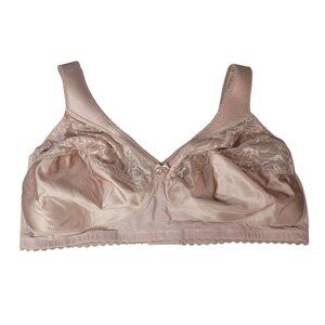 Glamorise Wire Free Bra Tan 46DD Wide Straps Full Cover Magiclift Unlined #1000